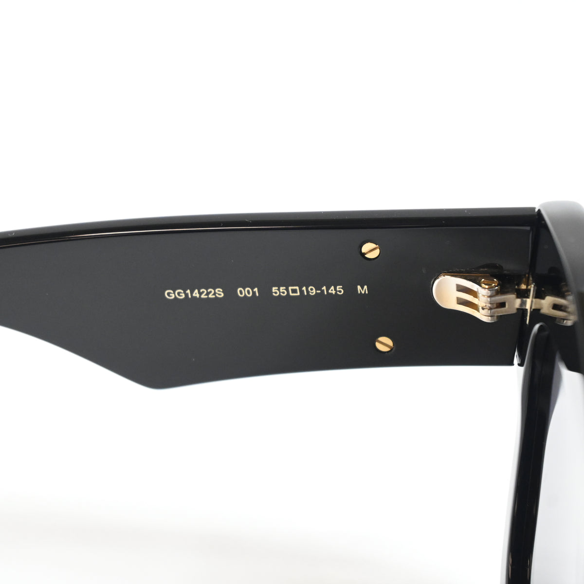 Gucci GG1422S 001 Womens Authentic Sunglasses Black/Gold, 55mm - New