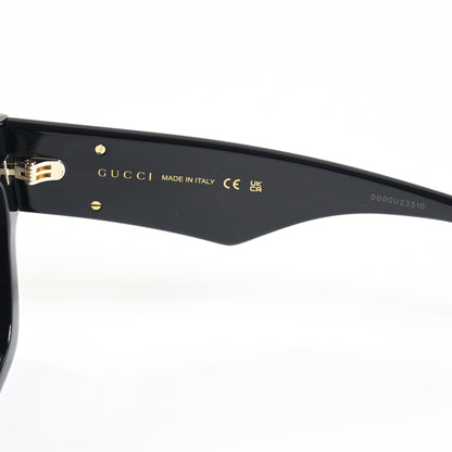Gucci GG1422S 001 Womens Authentic Sunglasses Black/Gold, 55mm - New