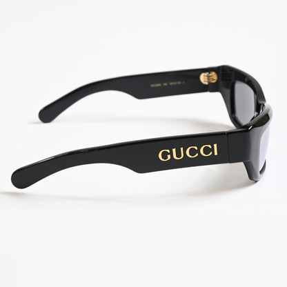 Gucci GG1296S 002 Mens Authentic Sunglasses Black/Silver, 55mm - New