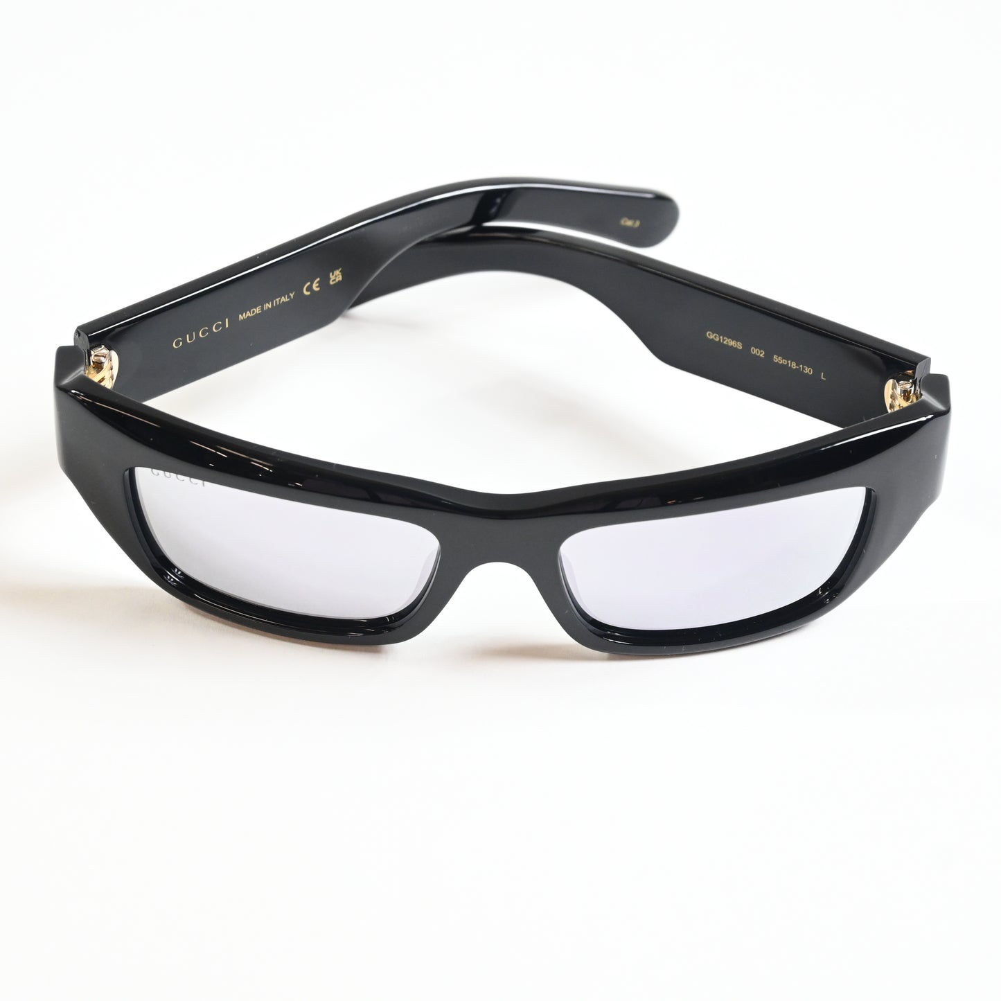 Gucci GG1296S 002 Mens Authentic Sunglasses Black/Silver, 55mm - New