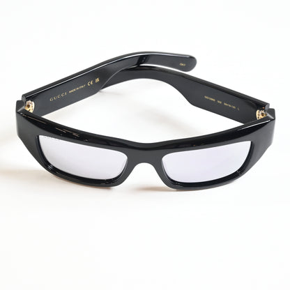 Gucci GG1296S 002 Mens Authentic Sunglasses Black/Silver, 55mm - New