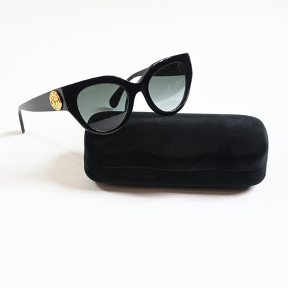 Gucci GG1408S 001 Womens Authentic Sunglasses Black/gold, 52mm - New