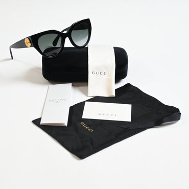 Gucci GG1408S 001 Womens Authentic Sunglasses Black/gold, 52mm - New