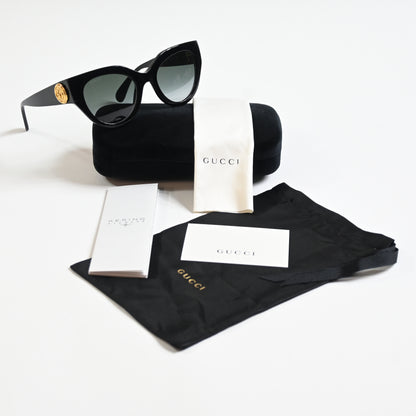 Gucci GG1408S 001 Womens Authentic Sunglasses Black/gold, 52mm - New