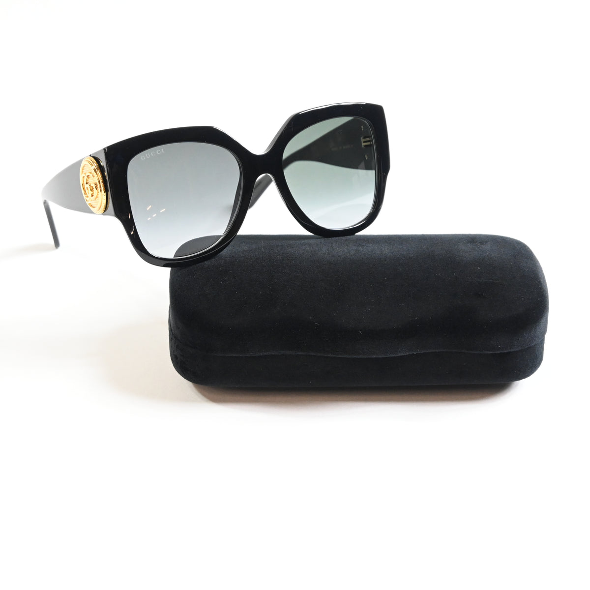 Gucci GG1407S 001 Womens Authentic Sunglasses Black/Gold, 54mm - New
