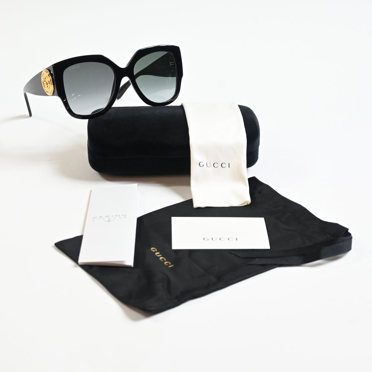 Gucci GG1407S 001 Womens Authentic Sunglasses Black/Gold, 54mm - New