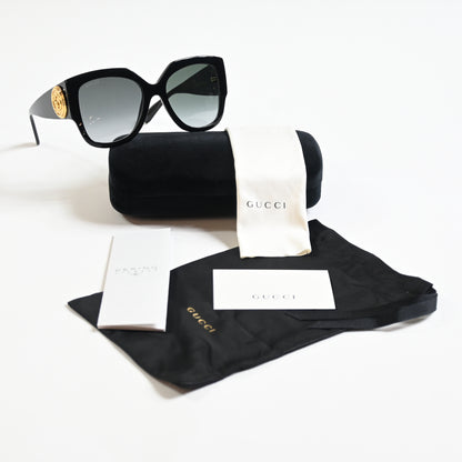 Gucci GG1407S 001 Womens Authentic Sunglasses Black/Gold, 54mm - New