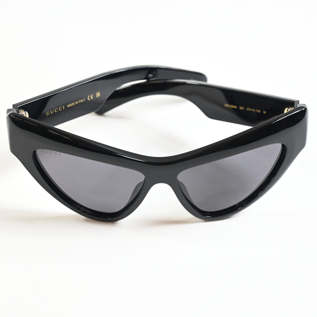 Gucci GG1294S 001 Womens Authentic Sunglasses Black/Gold, 57mm - New