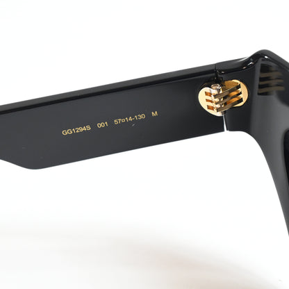 Gucci GG1294S 001 Womens Authentic Sunglasses Black/Gold, 57mm - New
