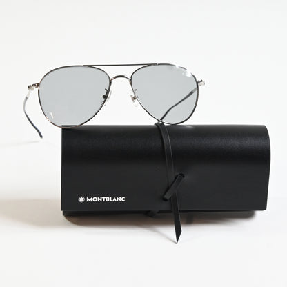 Montblanc MB0128S 002 Mens Authentic Sunglasses Silver/Gray, 58mm - New