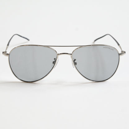 Montblanc MB0128S 002 Mens Authentic Sunglasses Silver/Gray, 58mm - New