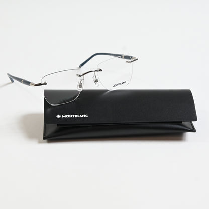 Montblanc MB0346O 002 Mens Authentic Eyeglasses Silver/Black, 53mm - New