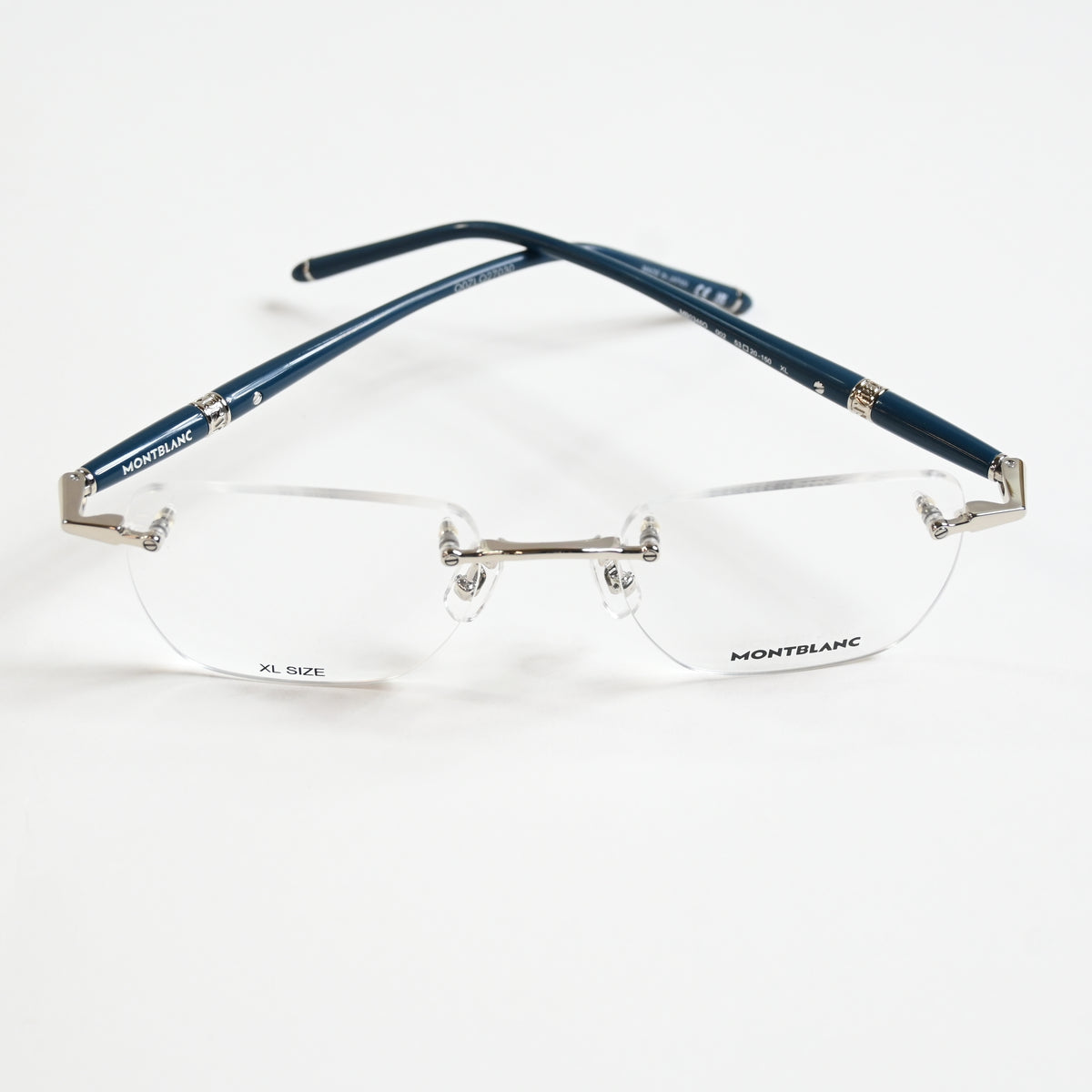 Montblanc MB0346O 002 Mens Authentic Eyeglasses Silver/Black, 53mm - New