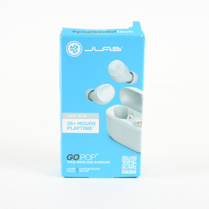 JLab Go Air Pop True Wireless Bluetooth Earbuds - Light Blue - Grade A