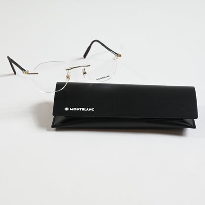 Montblanc MB0223O 002 Mens Authentic Eyeglasses Gold/Havana, 50mm - New