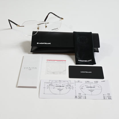 Montblanc MB0223O 002 Mens Authentic Eyeglasses Gold/Havana, 50mm - New