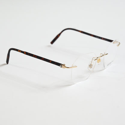 Montblanc MB0223O 002 Mens Authentic Eyeglasses Gold/Havana, 50mm - New