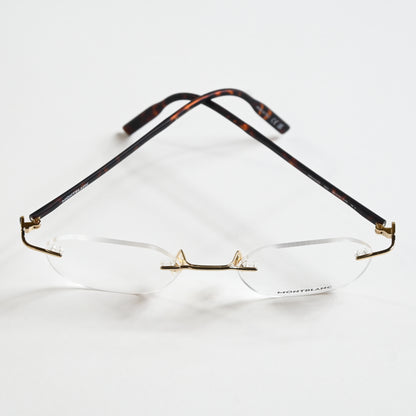 Montblanc MB0223O 002 Mens Authentic Eyeglasses Gold/Havana, 50mm - New