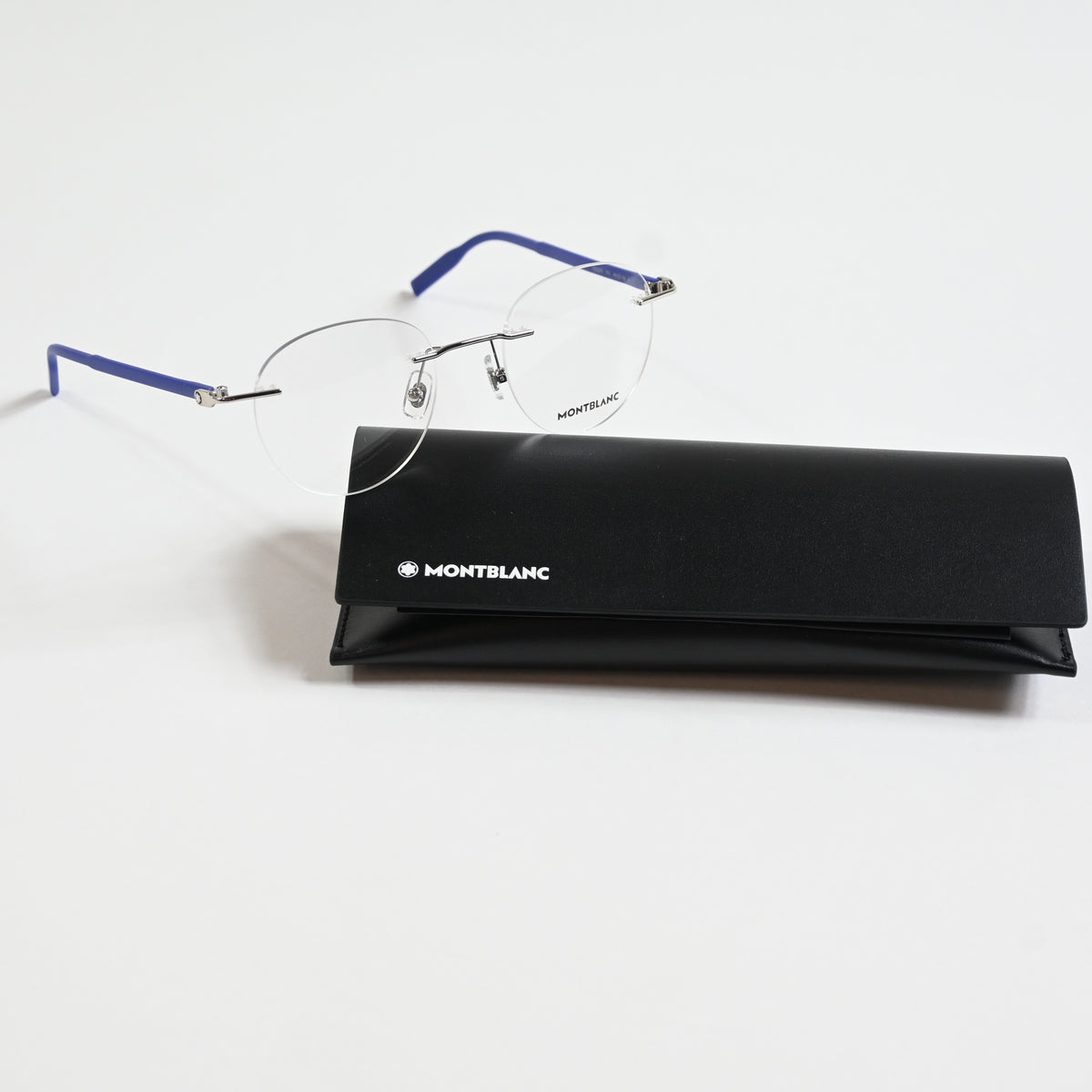 Montblanc MB0224O 003 Mens Authentic Eyeglasses Silver/Blue, 49mm - New