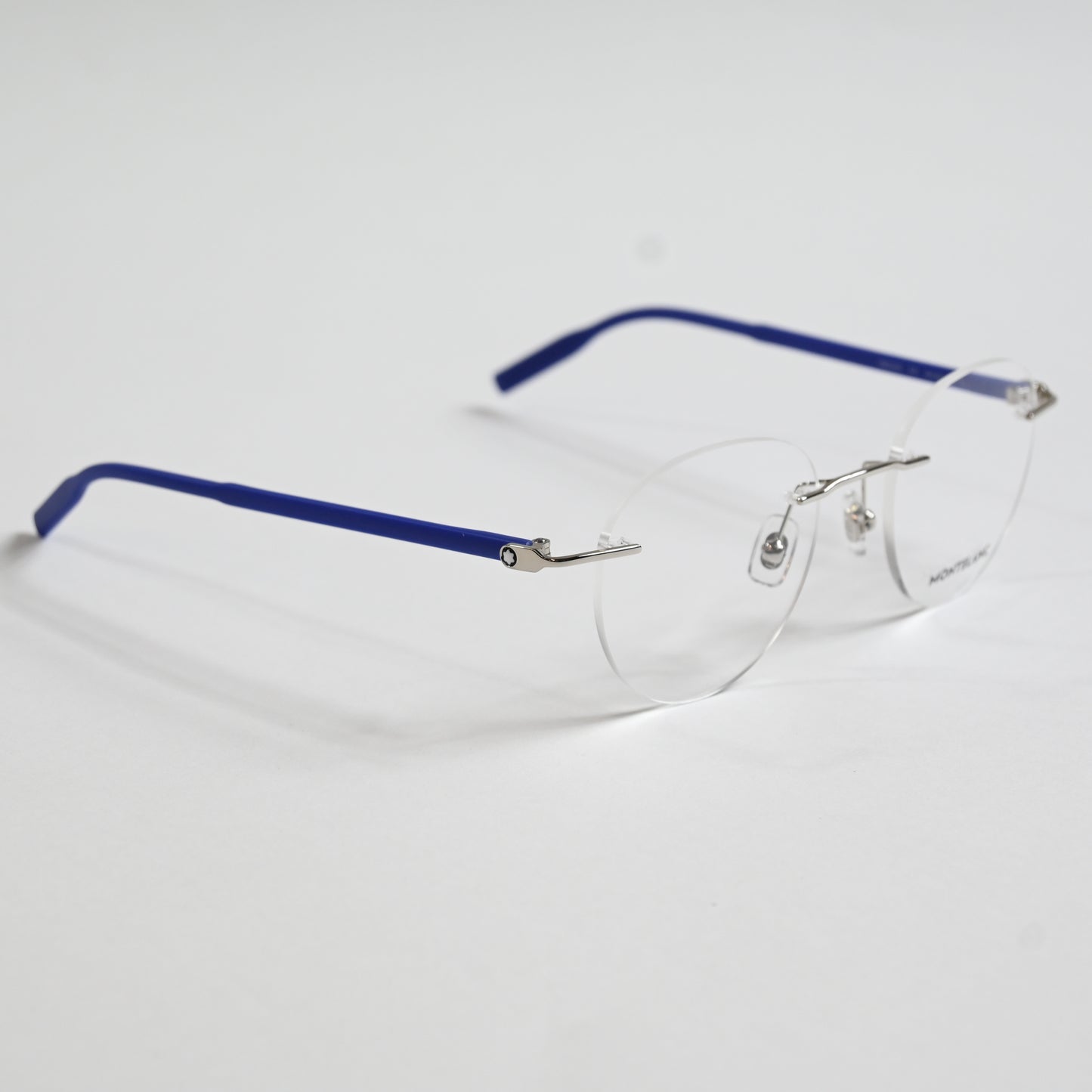 Montblanc MB0224O 003 Mens Authentic Eyeglasses Silver/Blue, 49mm - New