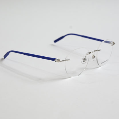 Montblanc MB0224O 003 Mens Authentic Eyeglasses Silver/Blue, 49mm - New