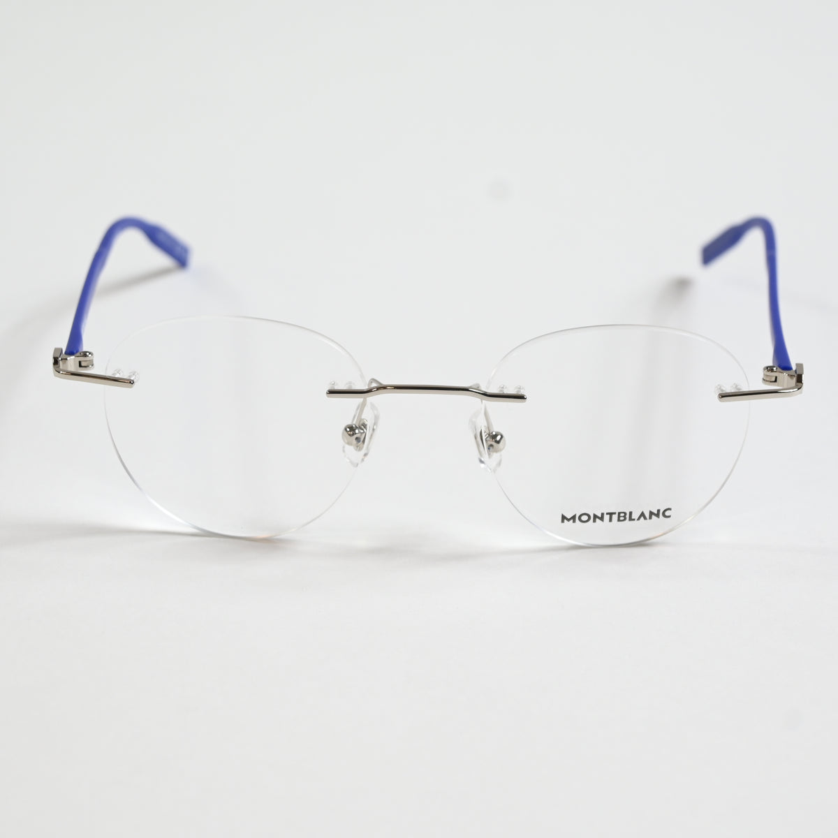 Montblanc MB0224O 003 Mens Authentic Eyeglasses Silver/Blue, 49mm - New