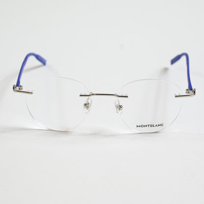 Montblanc MB0224O 003 Mens Authentic Eyeglasses Silver/Blue, 49mm - New