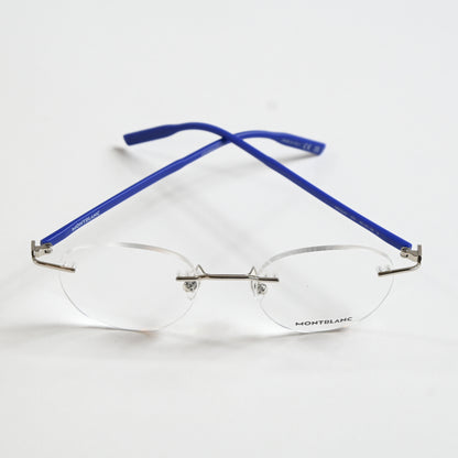 Montblanc MB0224O 003 Mens Authentic Eyeglasses Silver/Blue, 49mm - New