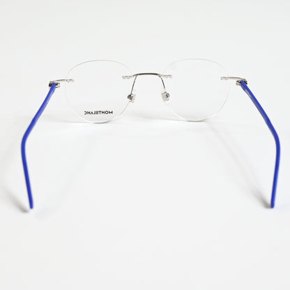 Montblanc MB0224O 003 Mens Authentic Eyeglasses Silver/Blue, 49mm - New