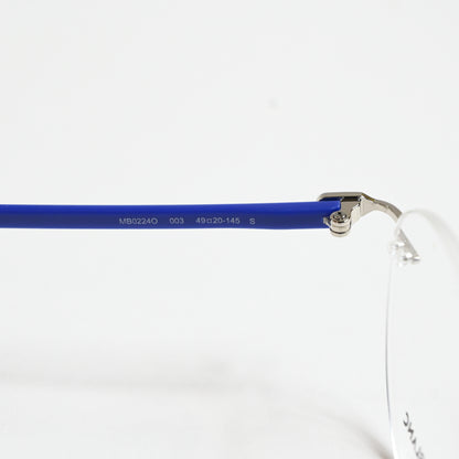 Montblanc MB0224O 003 Mens Authentic Eyeglasses Silver/Blue, 49mm - New