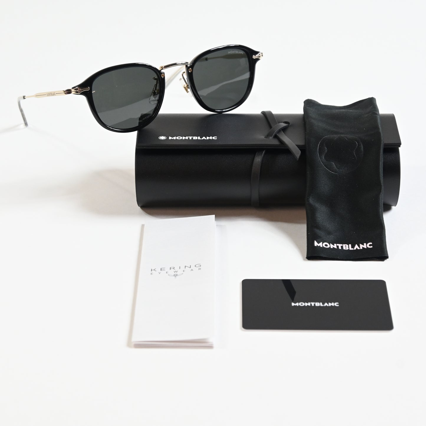Montblanc MB0336S 001 Mens Authentic Sunglasses Black/Gold, 54mm - New