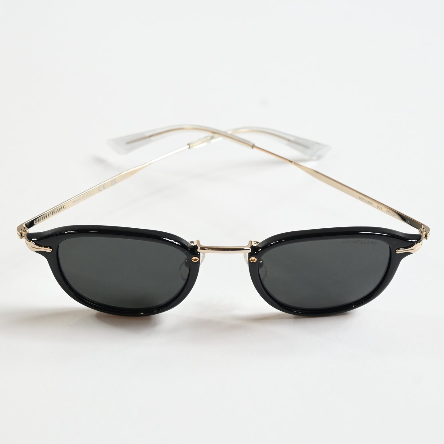 Montblanc MB0336S 001 Mens Authentic Sunglasses Black/Gold, 54mm - New