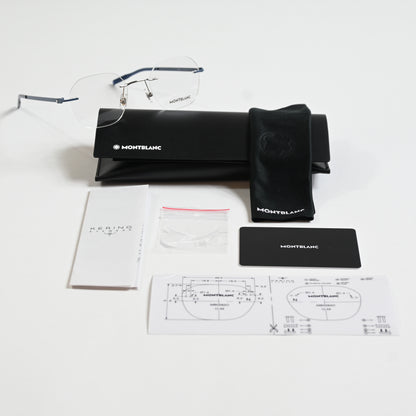 Montblanc MB0282O 002 Mens Authentic Eyeglasses Dark Blue/Silver, 49mm - New