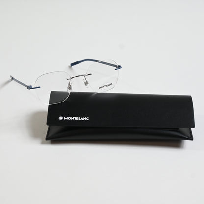 Montblanc MB0282O 002 Mens Authentic Eyeglasses Dark Blue/Silver, 49mm - New