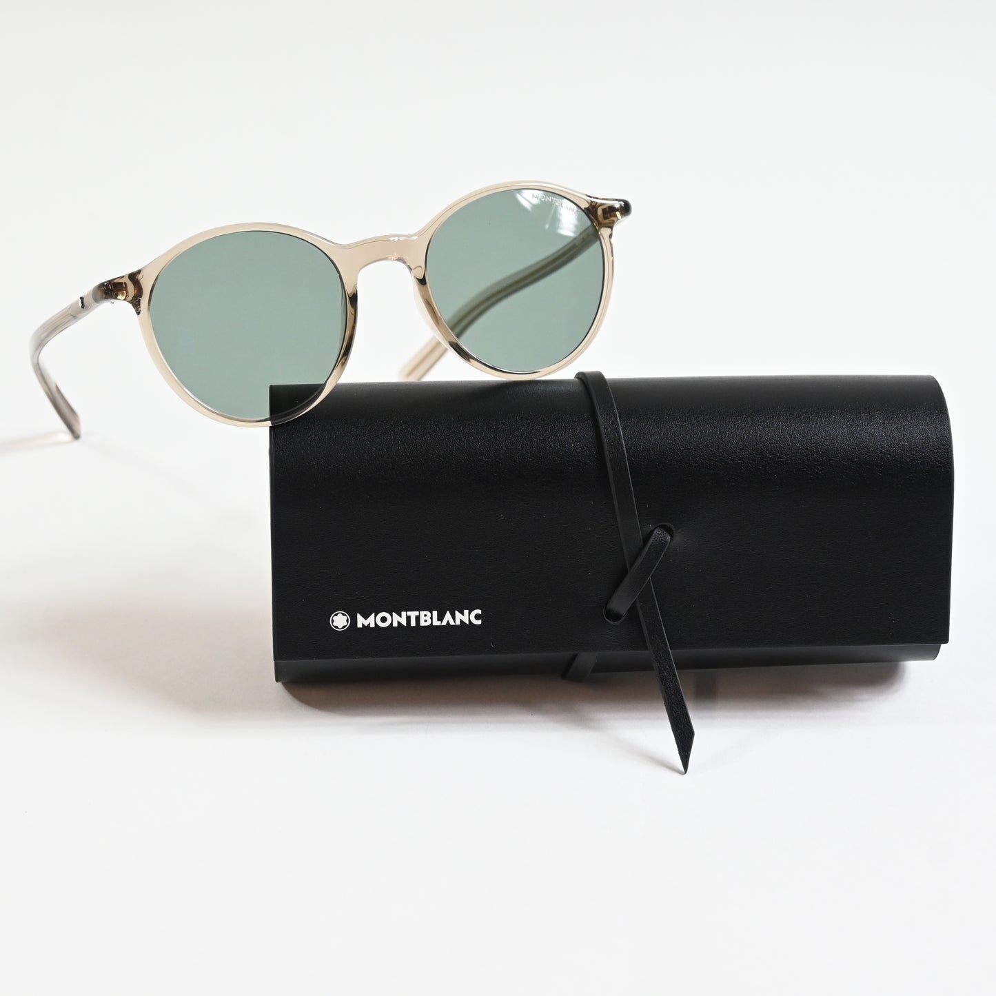 Montblanc MB0336S 004 Mens Authentic Sunglasses Beige/Teal, 48mm - New