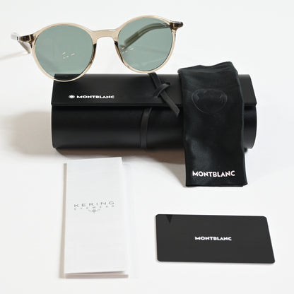 Montblanc MB0336S 004 Mens Authentic Sunglasses Beige/Teal, 48mm - New