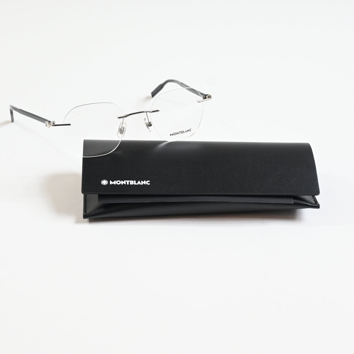 Montblanc MB0223O 001 Mens Authentic Eyeglasses Silver/Black, 50mm - New
