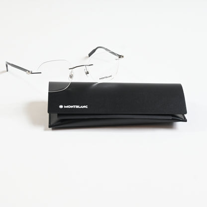 Montblanc MB0223O 001 Mens Authentic Eyeglasses Silver/Black, 50mm - New