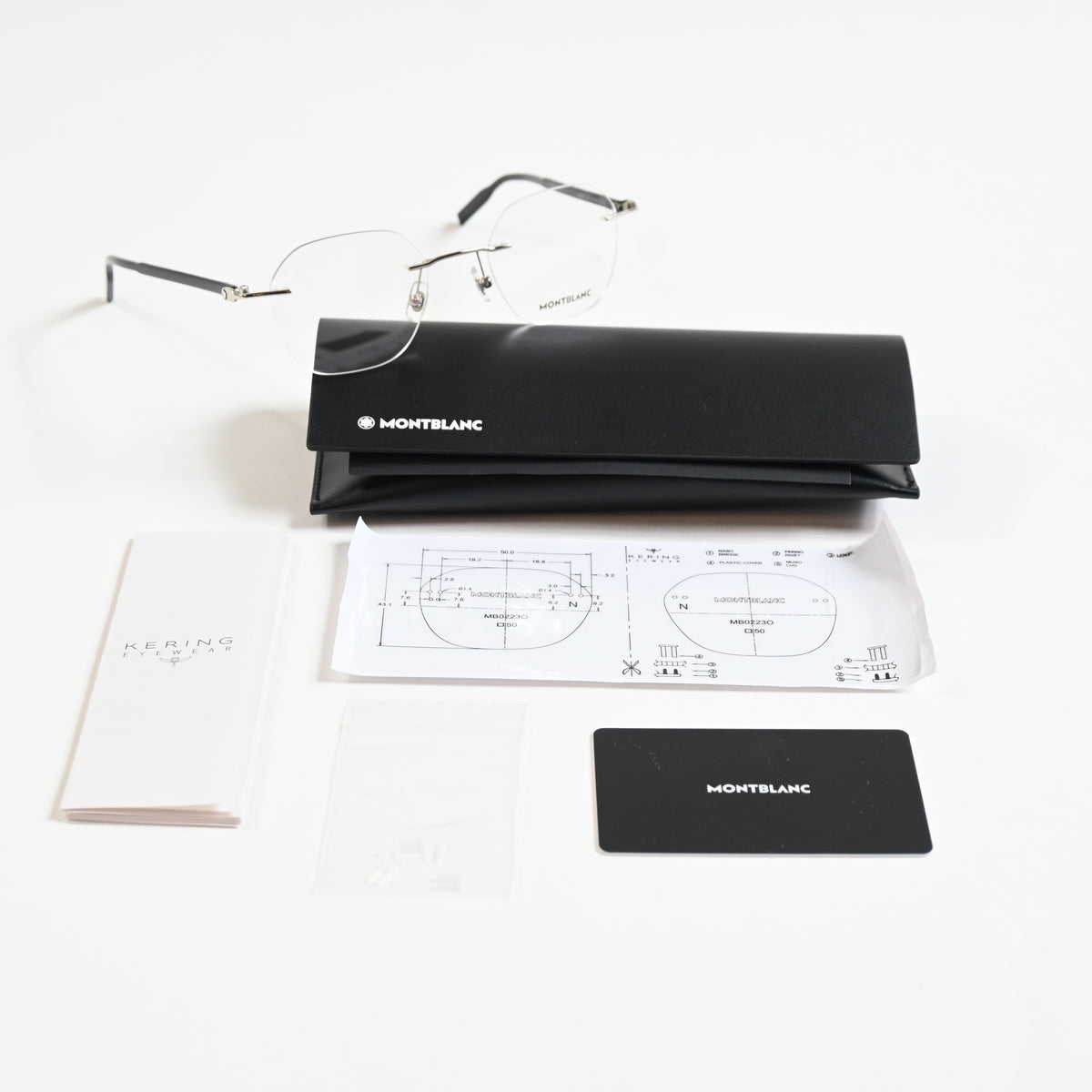 Montblanc MB0223O 001 Mens Authentic Eyeglasses Silver/Black, 50mm - New