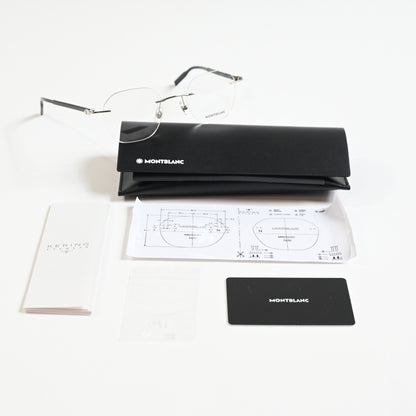 Montblanc MB0223O 001 Mens Authentic Eyeglasses Silver/Black, 50mm - New