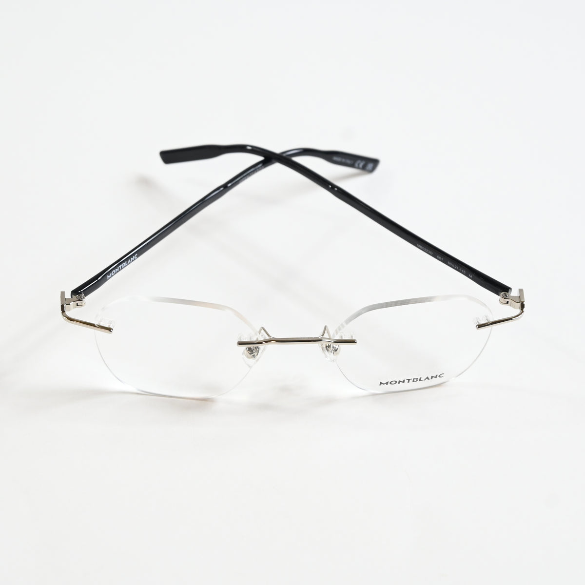 Montblanc MB0223O 001 Mens Authentic Eyeglasses Silver/Black, 50mm - New