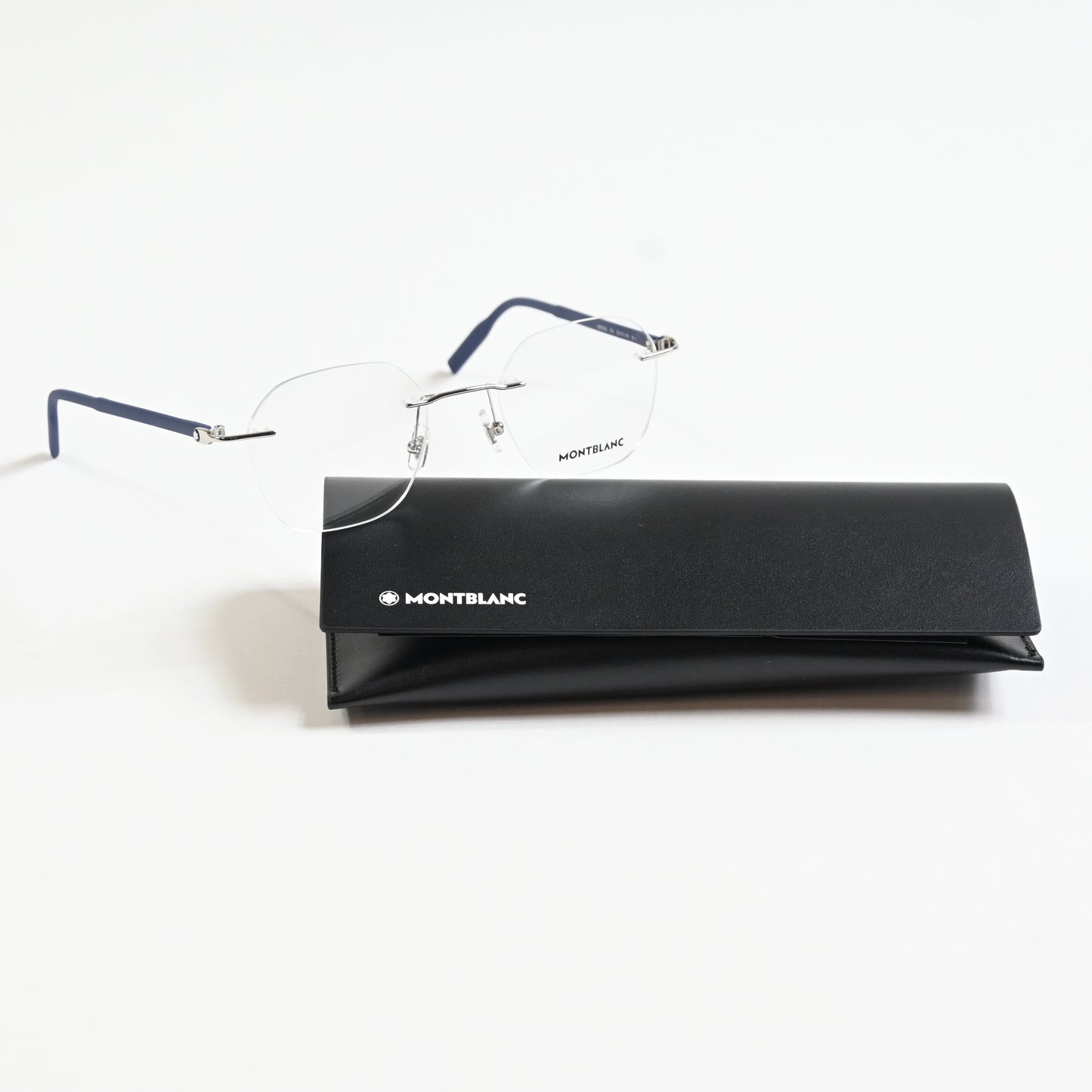 Montblanc MB0223O 004 Mens Authentic Eyeglasses Silver/Blue, 50mm - New