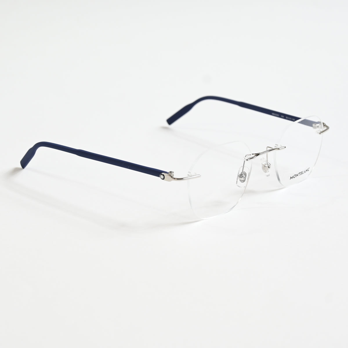 Montblanc MB0223O 004 Mens Authentic Eyeglasses Silver/Blue, 50mm - New