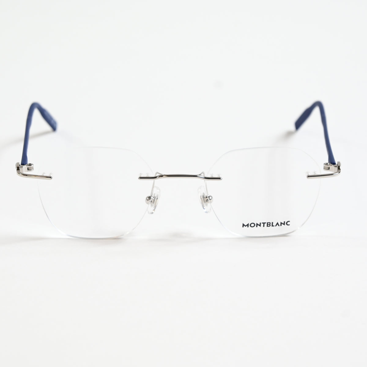 Montblanc MB0223O 004 Mens Authentic Eyeglasses Silver/Blue, 50mm - New