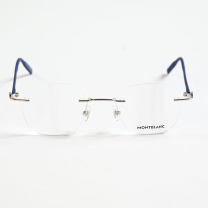 Montblanc MB0223O 004 Mens Authentic Eyeglasses Silver/Blue, 50mm - New