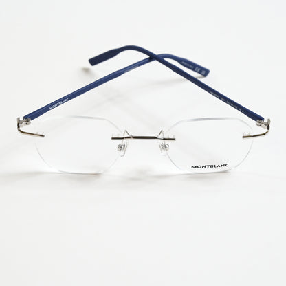 Montblanc MB0223O 004 Mens Authentic Eyeglasses Silver/Blue, 50mm - New