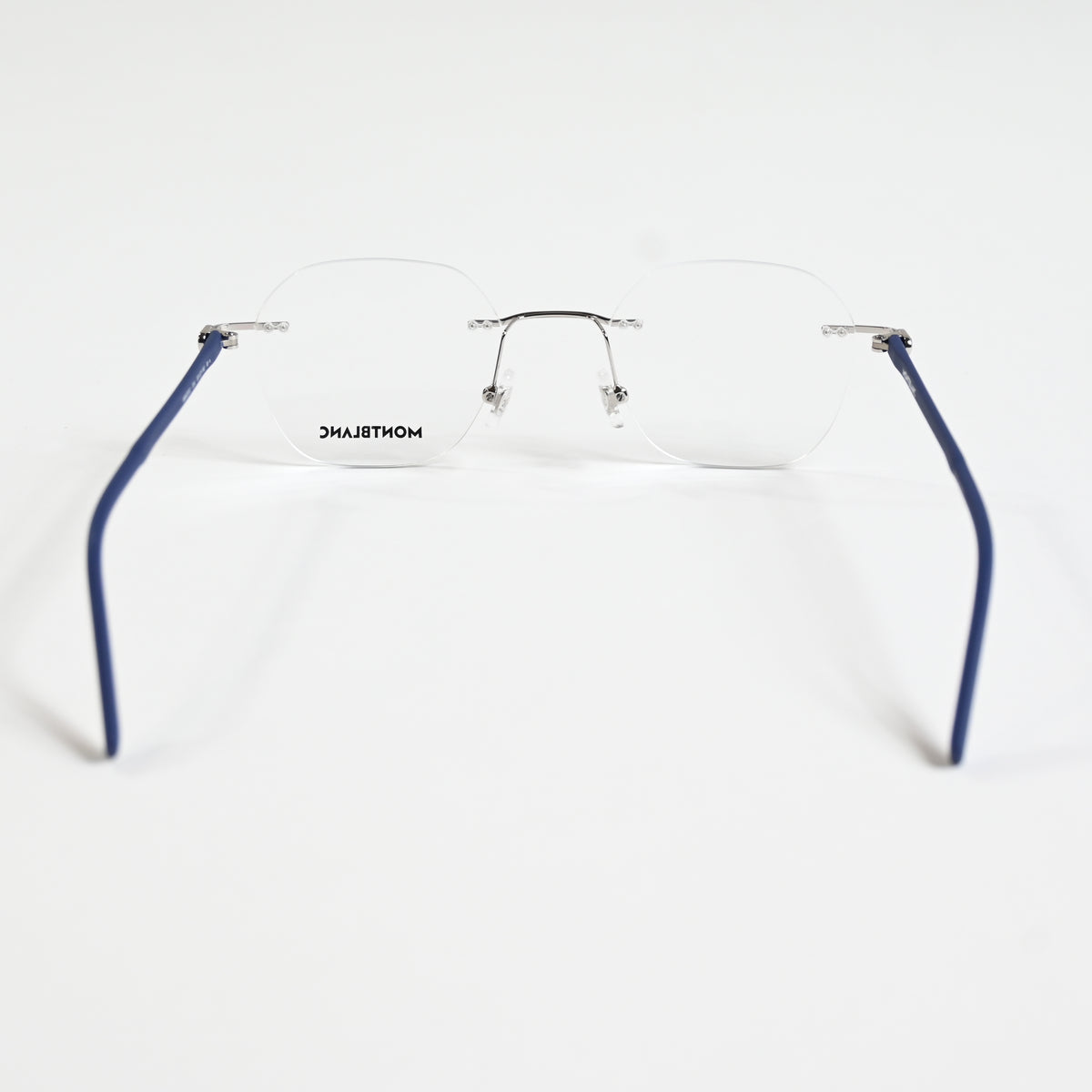 Montblanc MB0223O 004 Mens Authentic Eyeglasses Silver/Blue, 50mm - New