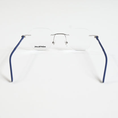Montblanc MB0223O 004 Mens Authentic Eyeglasses Silver/Blue, 50mm - New