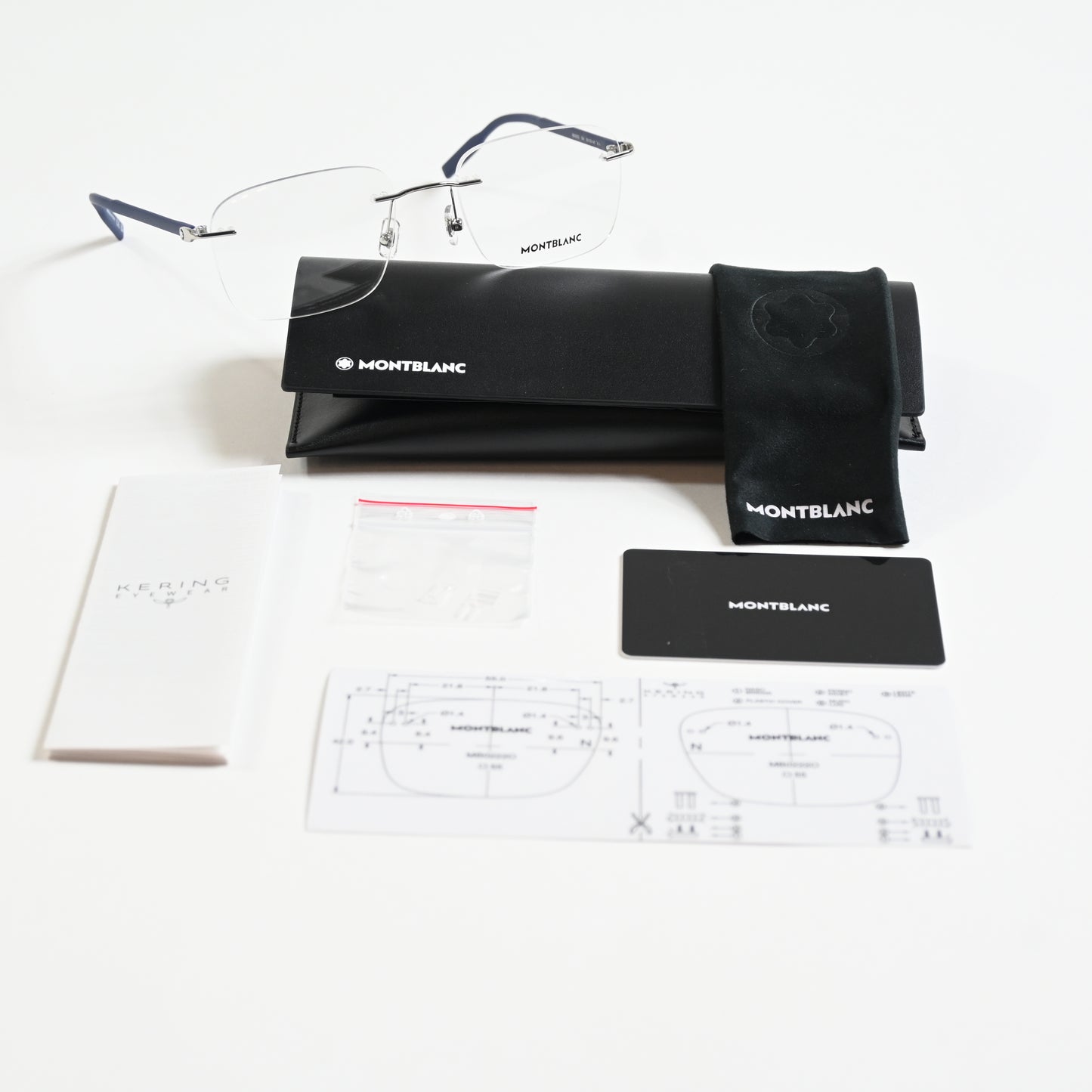 Montblanc MB0222O 004 Mens Authentic Eyeglasses Silver/Blue, 55mm - New