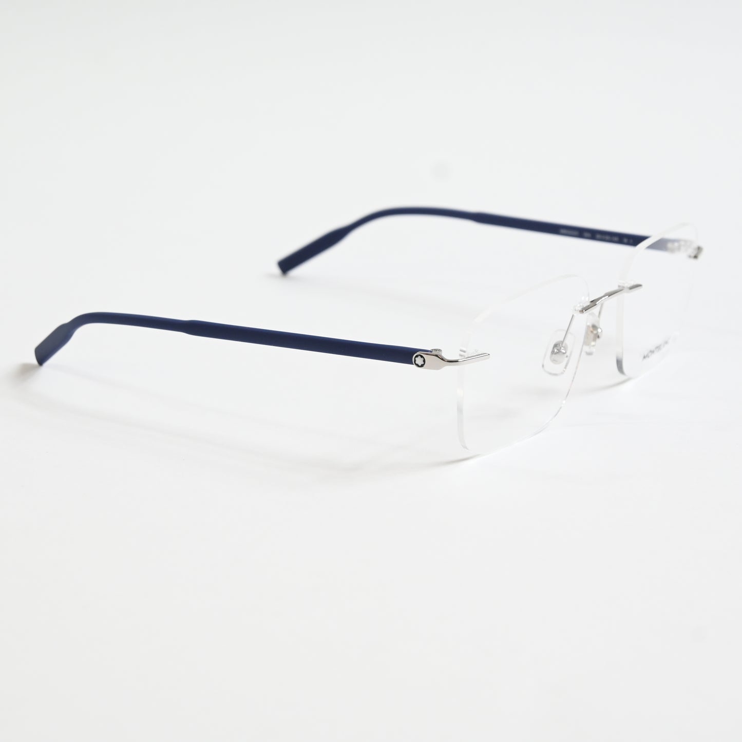 Montblanc MB0222O 004 Mens Authentic Eyeglasses Silver/Blue, 55mm - New